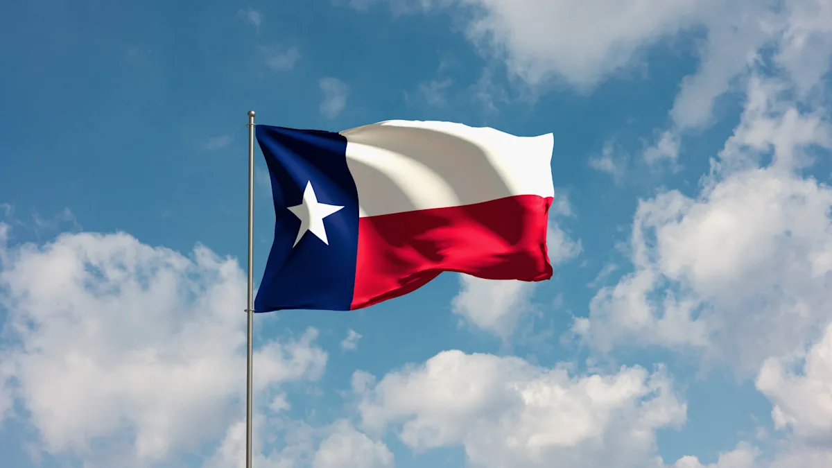 Texas Flag Floating in Sky